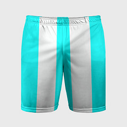 Шорты спортивные мужские Color light blue white lines, цвет: 3D-принт