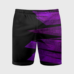 Шорты спортивные мужские Color purple black stripes, цвет: 3D-принт