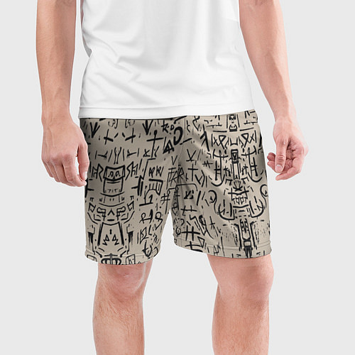 Мужские спортивные шорты Иероглифы маори / 3D-принт – фото 3
