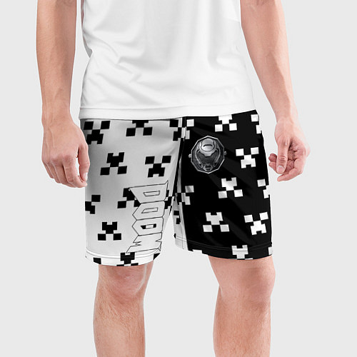 Мужские спортивные шорты Doom x minecraft pattern / 3D-принт – фото 3