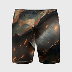 Шорты спортивные мужские Камуфляжная ткань на металлической пластине, цвет: 3D-принт