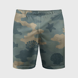 Шорты спортивные мужские Подводный текстурный камуфляж, цвет: 3D-принт