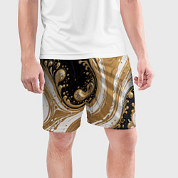 Шорты спортивные мужские Черный агат и жидкое золото, цвет: 3D-принт — фото 2