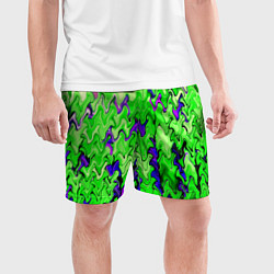 Шорты спортивные мужские Ярко-зелёный стекающая абстаркция, цвет: 3D-принт — фото 2