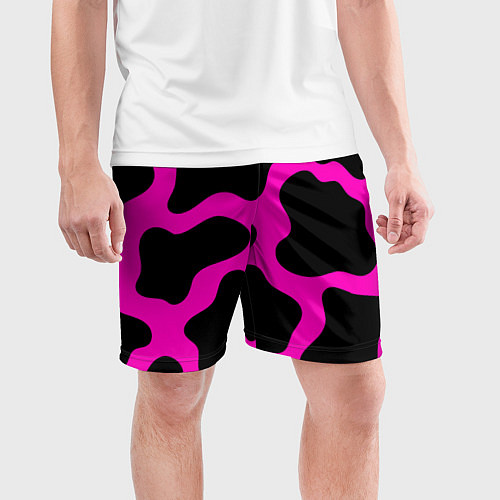 Мужские спортивные шорты Розовая коровья расцветка / 3D-принт – фото 3