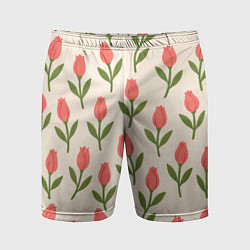 Мужские спортивные шорты Тюльпаны паттерн