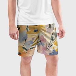 Шорты спортивные мужские Цветы акварель, цвет: 3D-принт — фото 2
