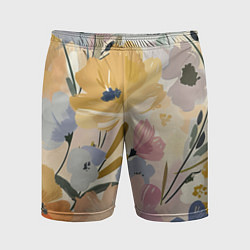 Мужские спортивные шорты Цветы акварель