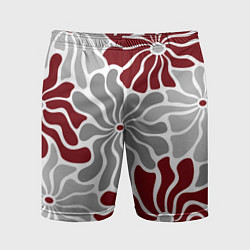 Шорты спортивные мужские Цветы cherry and grey pattern, цвет: 3D-принт