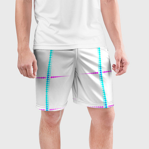 Мужские спортивные шорты Color white blue pink stripes / 3D-принт – фото 3
