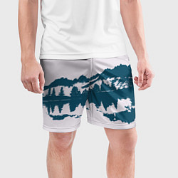 Шорты спортивные мужские Лес и озеро, цвет: 3D-принт — фото 2