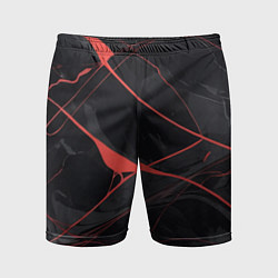 Мужские спортивные шорты Текстура мрамора с красными полосками