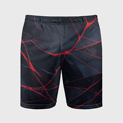 Шорты спортивные мужские Мраморные узоры из переплетений красных линий, цвет: 3D-принт