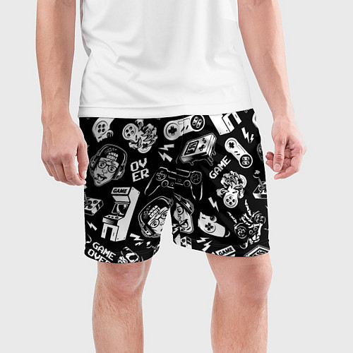 Мужские спортивные шорты Retro gamer pattern / 3D-принт – фото 3