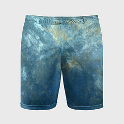Мужские спортивные шорты Абстракция - gold in blue-turquoise color