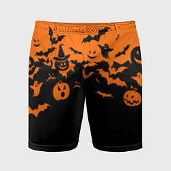 Мужские спортивные шорты Хэллоуин тыквы и призраки