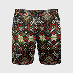 Шорты спортивные мужские Традиционные росписные орнаментные узоры в славянс, цвет: 3D-принт