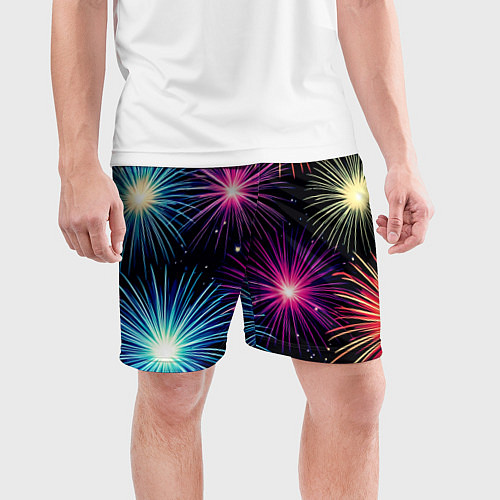 Мужские спортивные шорты Стилизованный праздничный салют / 3D-принт – фото 3