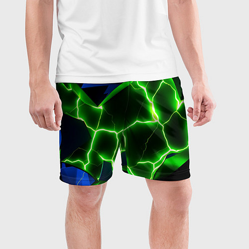 Мужские спортивные шорты Neon green glow / 3D-принт – фото 3