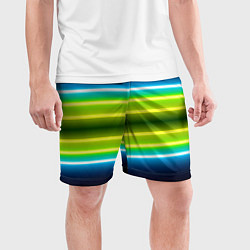 Шорты спортивные мужские Neon multicolored lines, цвет: 3D-принт — фото 2