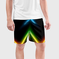 Шорты спортивные мужские Neon multicolored lines, цвет: 3D-принт — фото 2