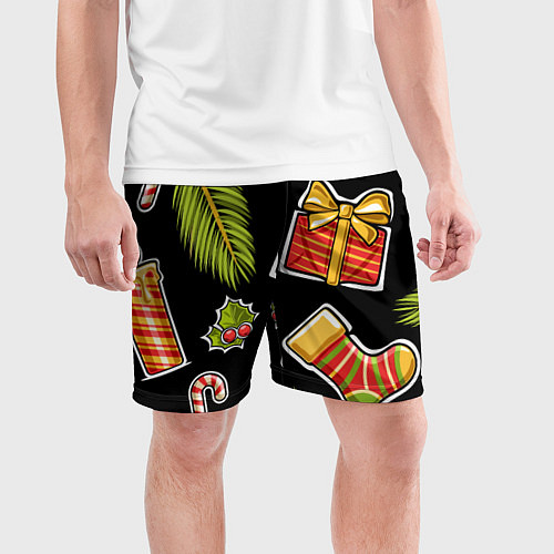 Мужские спортивные шорты Рождественский вайб / 3D-принт – фото 3