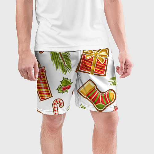 Мужские спортивные шорты Рождественский вайб / 3D-принт – фото 3