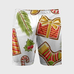 Шорты спортивные мужские Рождественский вайб, цвет: 3D-принт