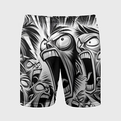 Мужские спортивные шорты Орущие рожицы и чёрные молнии - нейроарт