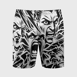Мужские спортивные шорты Свирепые лица и молнии - нейроарт