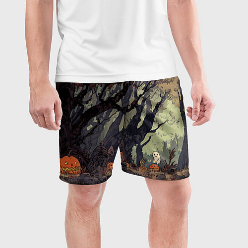 Мужские спортивные шорты Призрачный лес / 3D-принт – фото 3