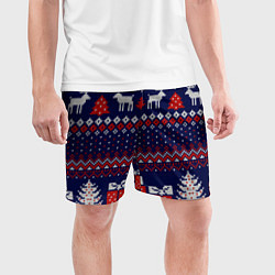 Шорты спортивные мужские Новогодний вязаный паттерн, цвет: 3D-принт — фото 2