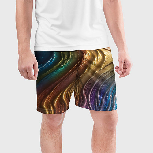 Мужские спортивные шорты Сморщенные складочки жидкости / 3D-принт – фото 3