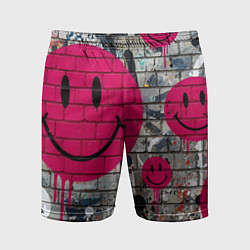 Шорты спортивные мужские Розовые смайлы граффити, цвет: 3D-принт