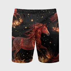 Мужские спортивные шорты Огненные лошади - паттерн