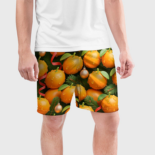 Мужские спортивные шорты Мандариновое настроение / 3D-принт – фото 3