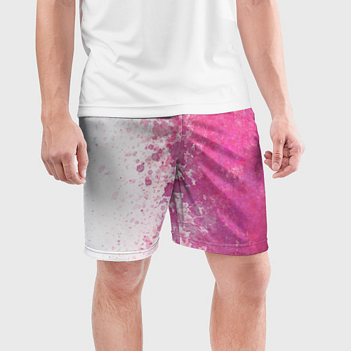 Мужские спортивные шорты Белый и розовый / 3D-принт – фото 3