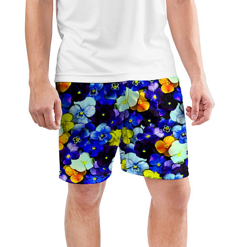 Мужские спортивные шорты Синие цветы / 3D-принт – фото 3