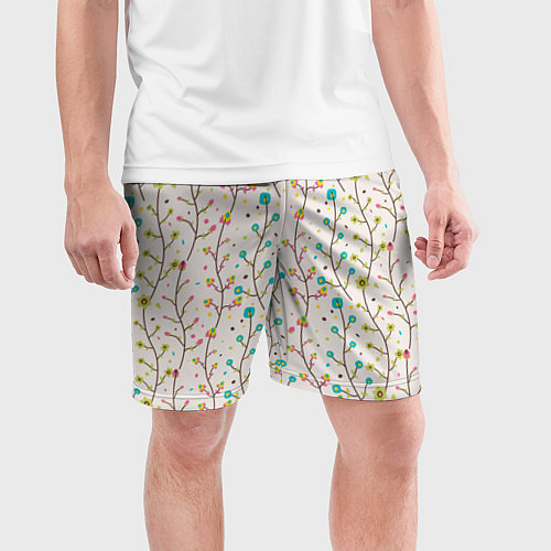 Мужские спортивные шорты Цветочные лианы / 3D-принт – фото 3