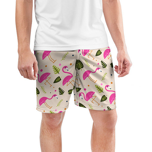 Мужские спортивные шорты Нежный фламинго / 3D-принт – фото 3