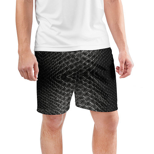 Мужские спортивные шорты Черная кожа / 3D-принт – фото 3