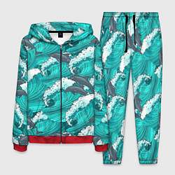 Костюм мужской Лазурные дельфины, цвет: 3D-красный