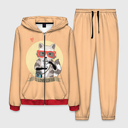 Костюм мужской Raccoon Love Coffee, цвет: 3D-красный