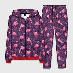 Костюм мужской Фиолетовые фламинго, цвет: 3D-красный