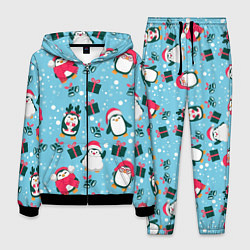 Костюм мужской Новогодние Пингвины, цвет: 3D-черный