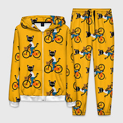 Костюм мужской Котики на велосипедах, цвет: 3D-белый