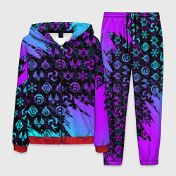 Костюм мужской GENSHIN NEON PATTERN SYMBOL НЕОН ЭМБЛЕМЫ, цвет: 3D-красный