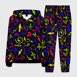 Костюм мужской Паттерн из разноцветных стрелочек, цвет: 3D-черный