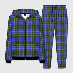 Костюм мужской Ткань Шотландка сине-зелёная, цвет: 3D-черный