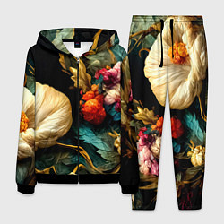 Костюм мужской Винтажные цветы акварелью, цвет: 3D-черный